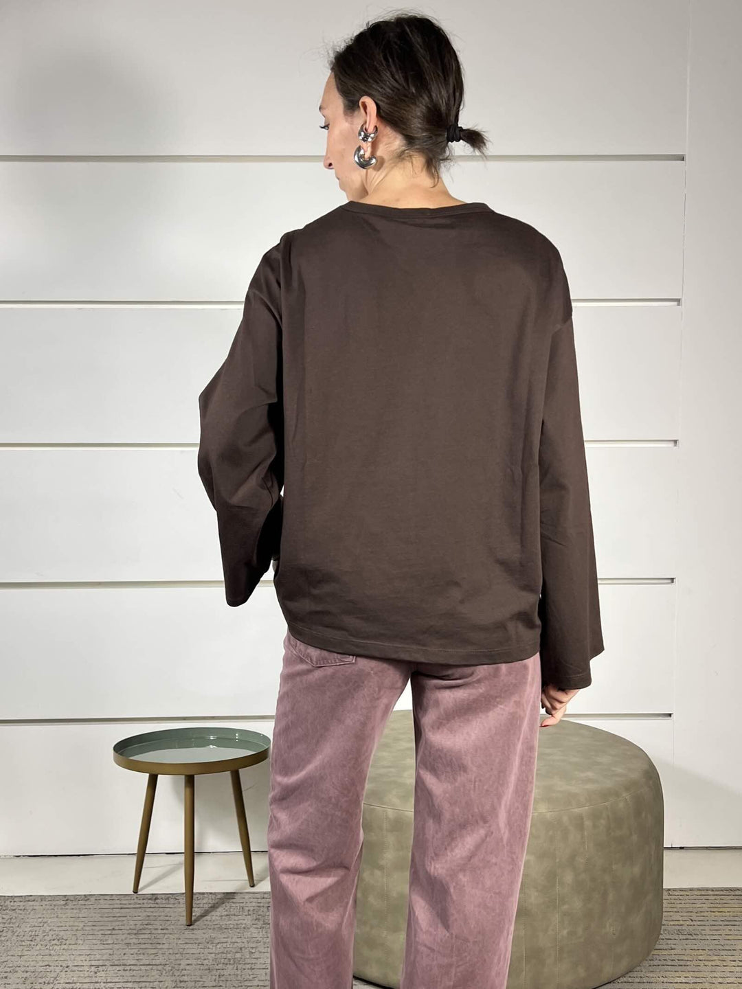 t-shirt girocollo con manica lunga ampia moro UF0169MORO VICOLO