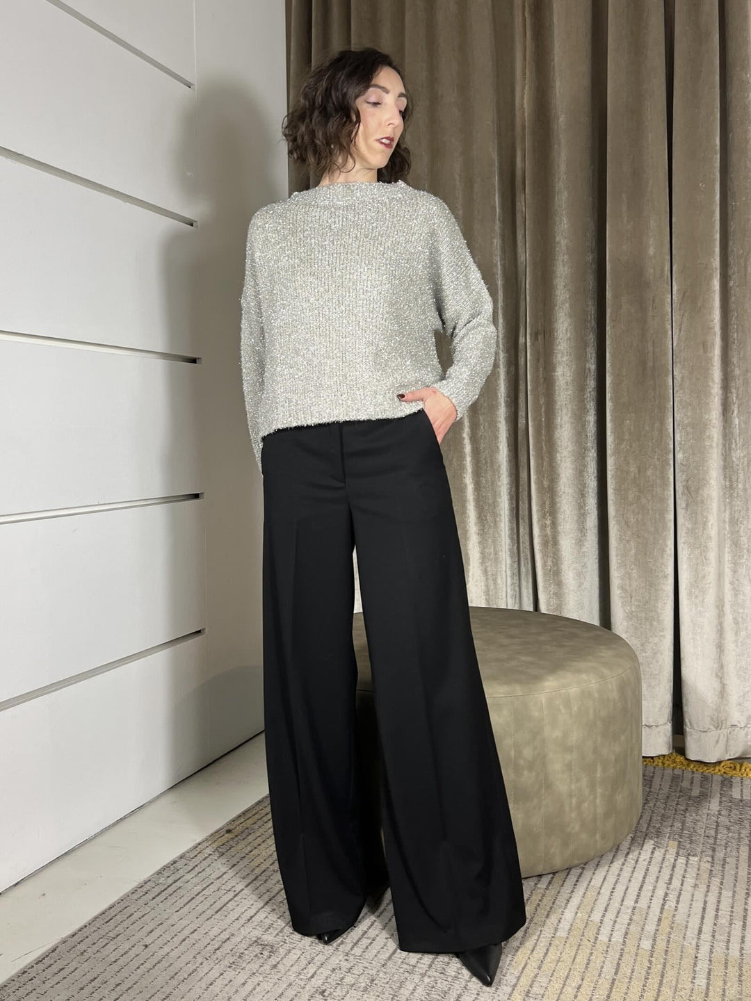 maglia scollo a barca lurex tortora MHO-P309TORTORA HAVE ONE