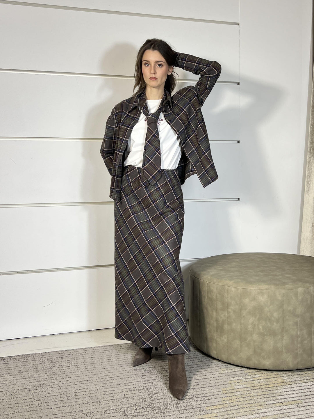 camicia con cravatta check viola 26C1372VIOLA TENSIONE IN