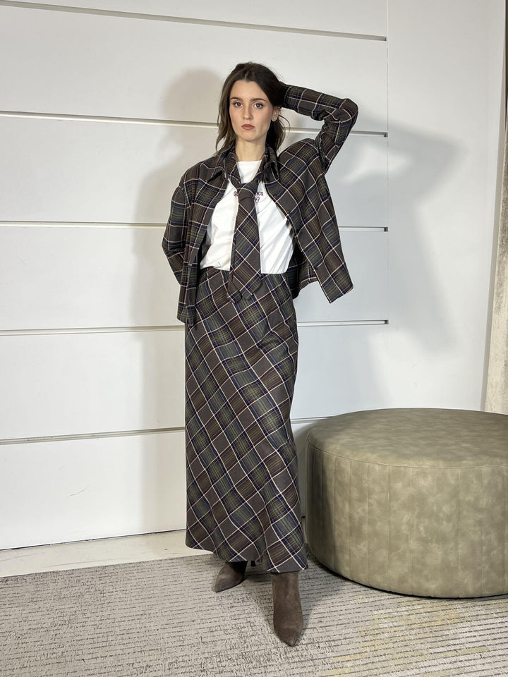 camicia con cravatta check viola 26C1372VIOLA TENSIONE IN