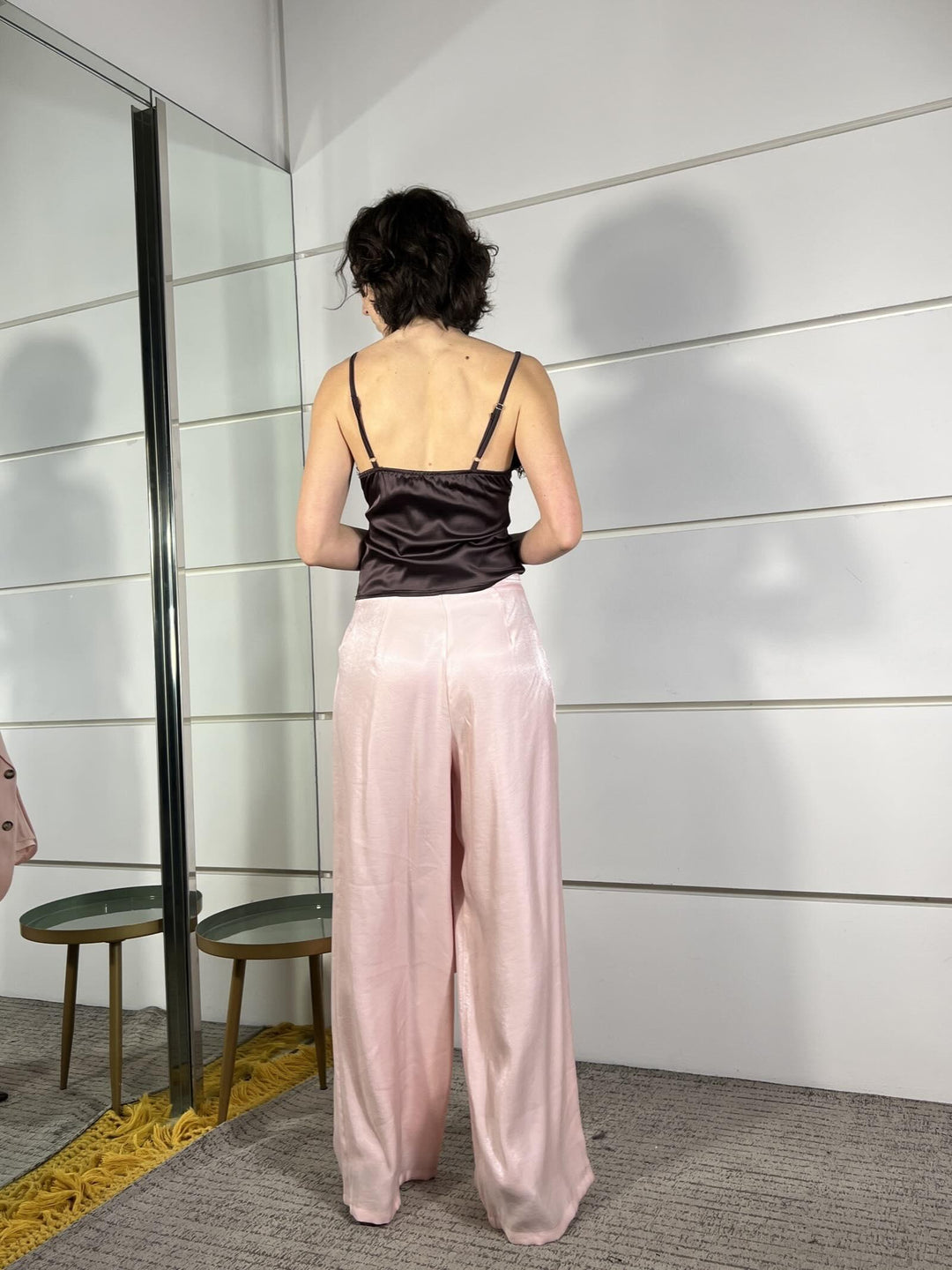completo rosa cipria  laminato giacca e pantalone a palazzo 101551ROSA CIPRIA SUSY MIX