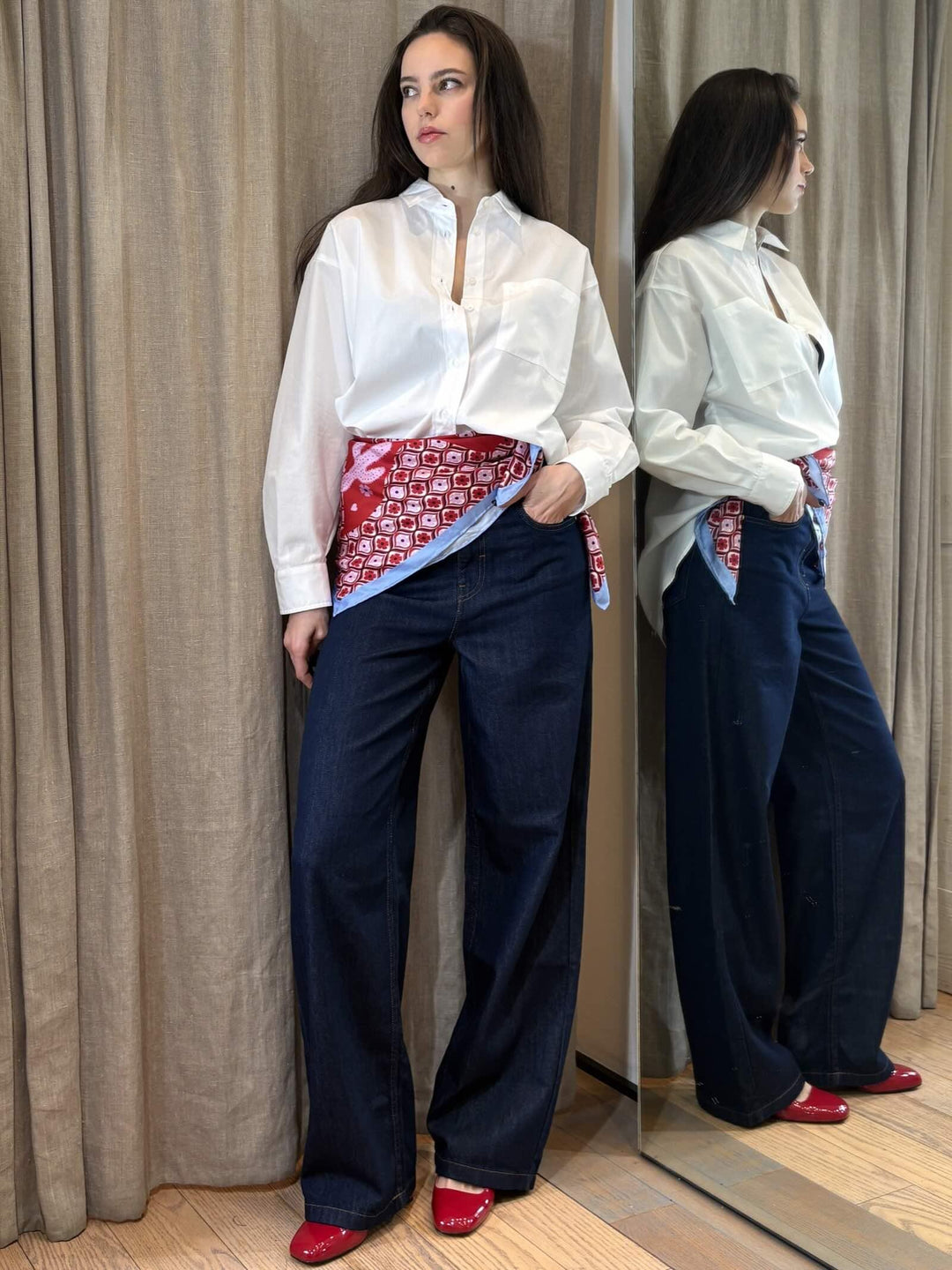 jeans boyfriend  in cotone fluido denim scuro JEANNE001 iBLUES