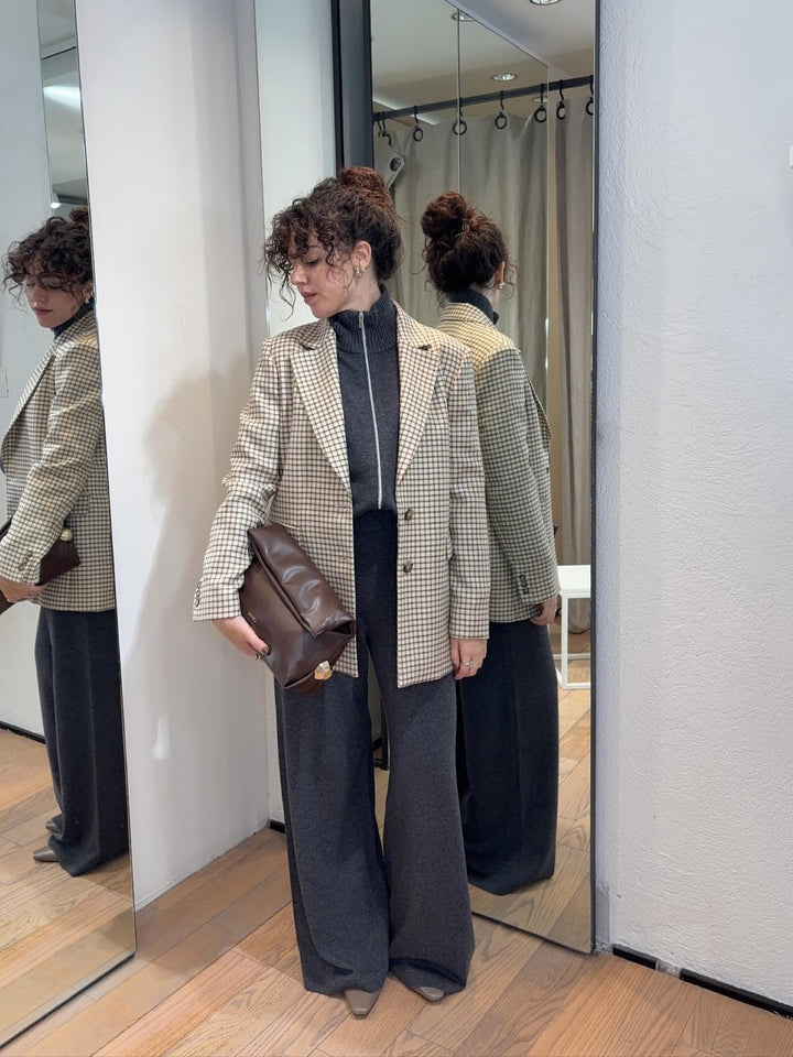 pantaloni ampi in maglia grigio melange ADAM005 PENNYBLACK BLACK