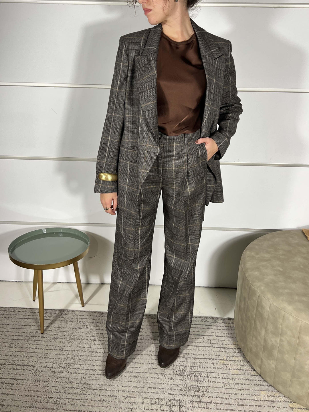 GIACCA STAMPA CHECK E CINTA G138PQMG603CAFFE MANILA GRACE