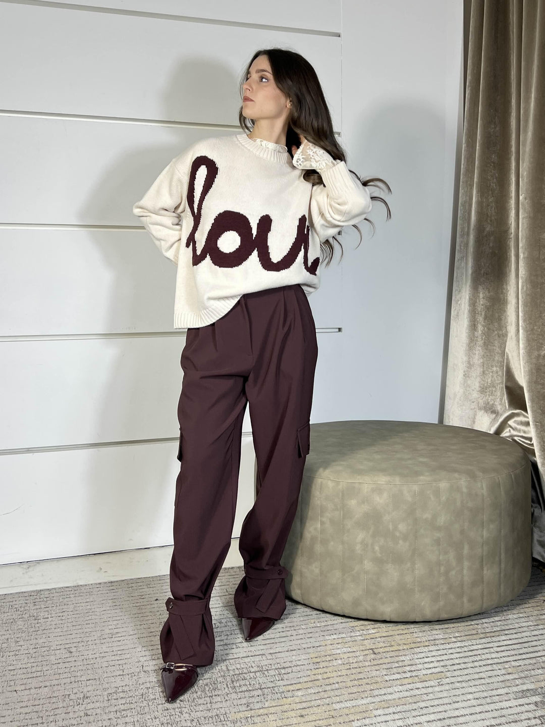 pantalone cargo con laccetto sul fondo prugna P6I8KHS1480 IMPERIAL