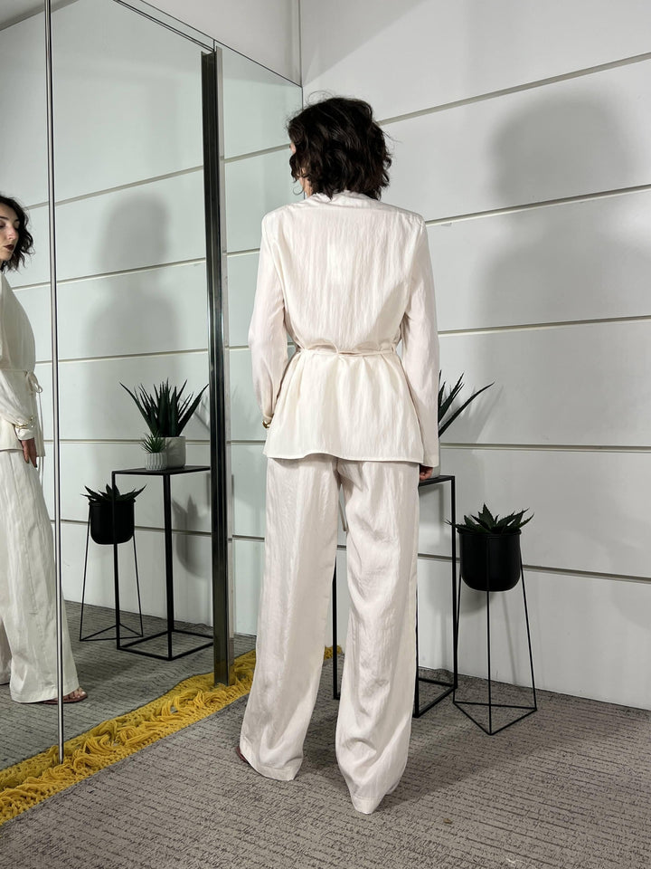 completo giacca kimono con cinta e pantalone a palazzo panna 30325PANNA SUSY MIX