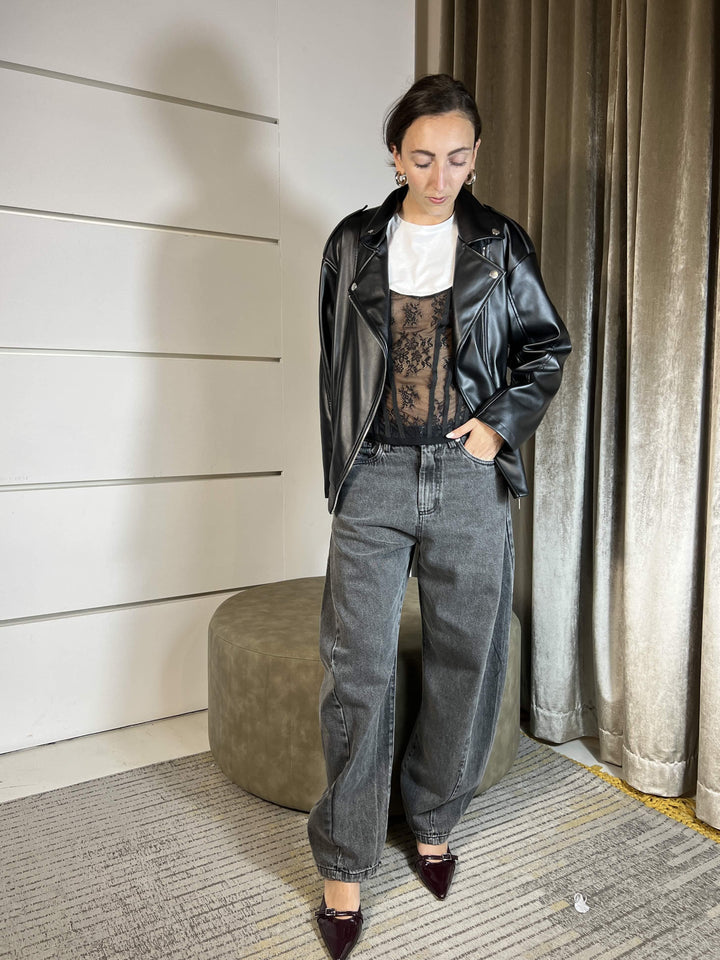 CHIODO OVER IN ECOPELLE NERO KFS-P055NERO HAVE ONE