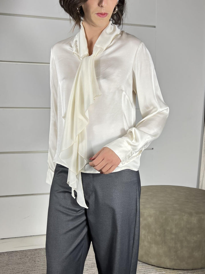 camicia in viscosa con rouches nel collo burro in viscosa W01G0713BURRO PHILIA LOFT