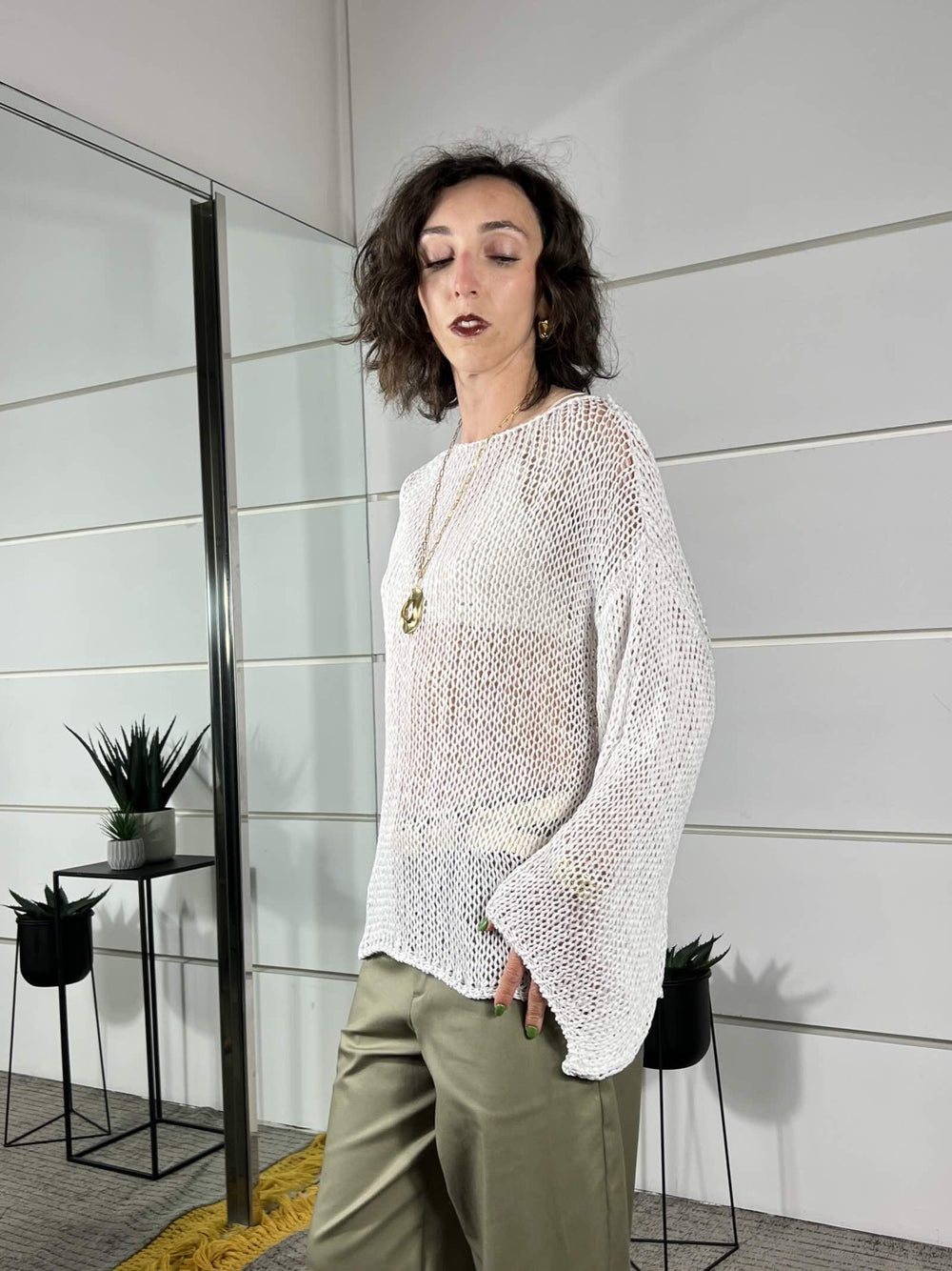 maglia a rete, manica lunga naturale 3AB3026NATURALE 02 VICOLO