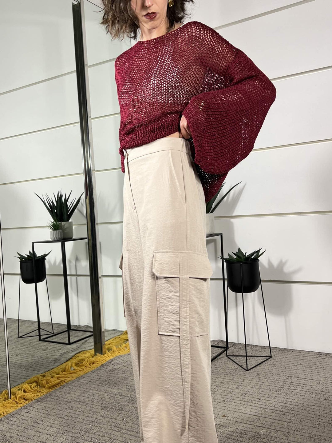 pantalone a palazzo cargo sabbia SM222ABEIGE SUSY MIX