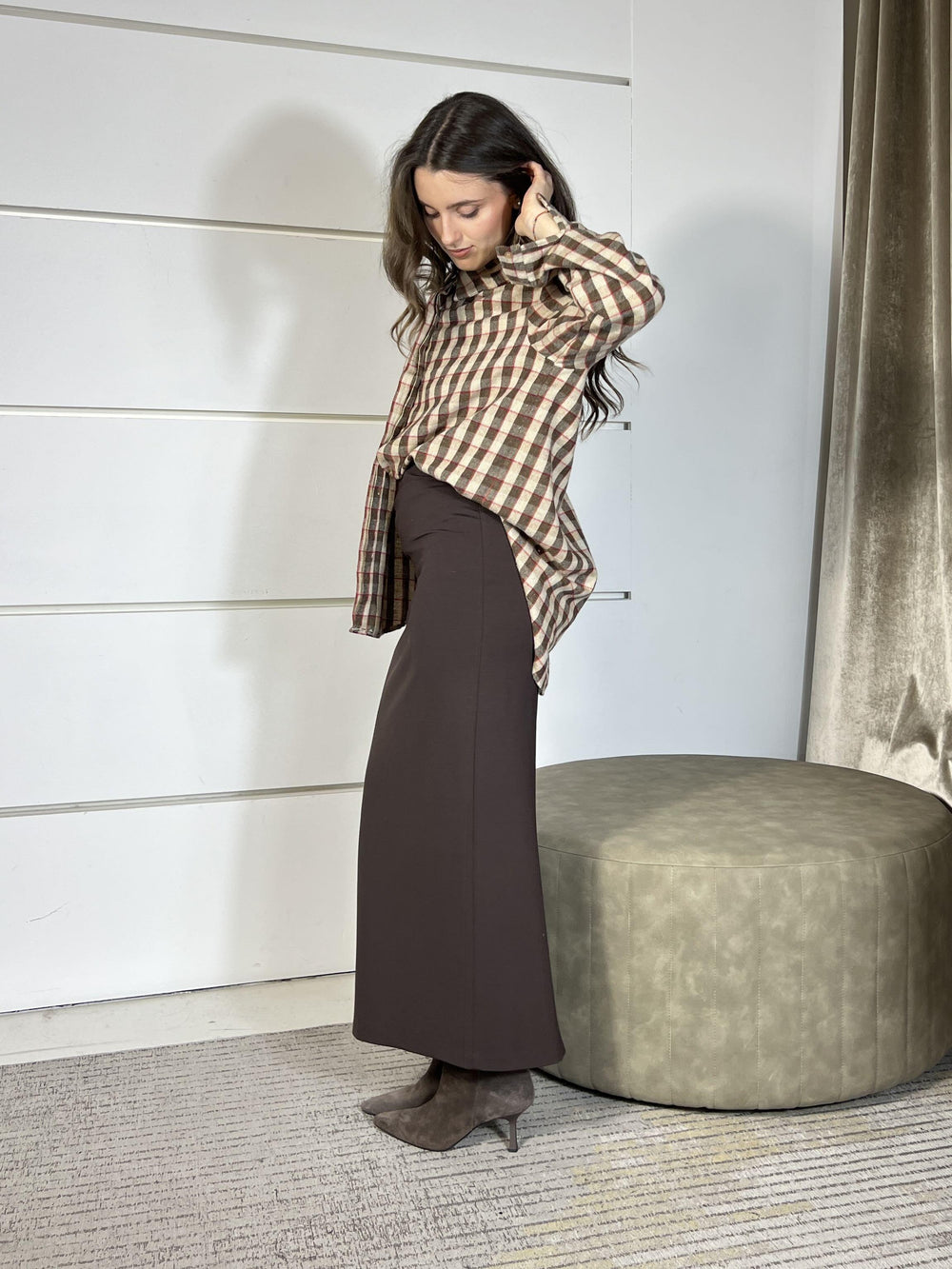 gonna punto milano con spacco dietro moro 26G1204MORO TENSIONE IN