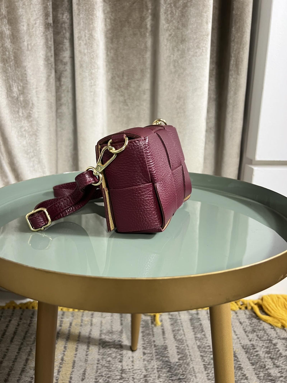BORSA BORDEAUX A INTRECCIO IN PELLE CON TRACOLLA 249215BORDEAUX FEMME CAFE SELECTION