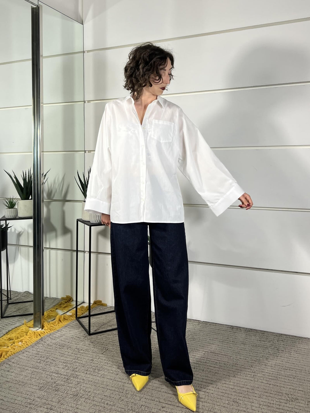 camicia over in cotone con manica ampia bianca TAB0810BIANCO VICOLO