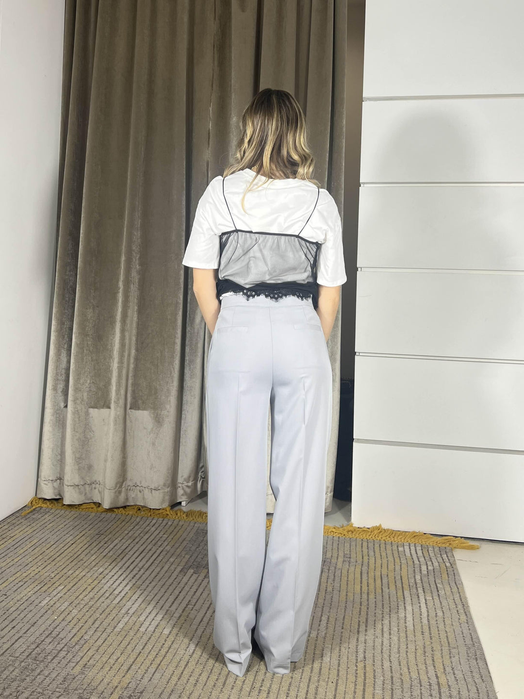 pantalone a palazzo grigio fume TAB0025GRIGIO FUME VICOLO