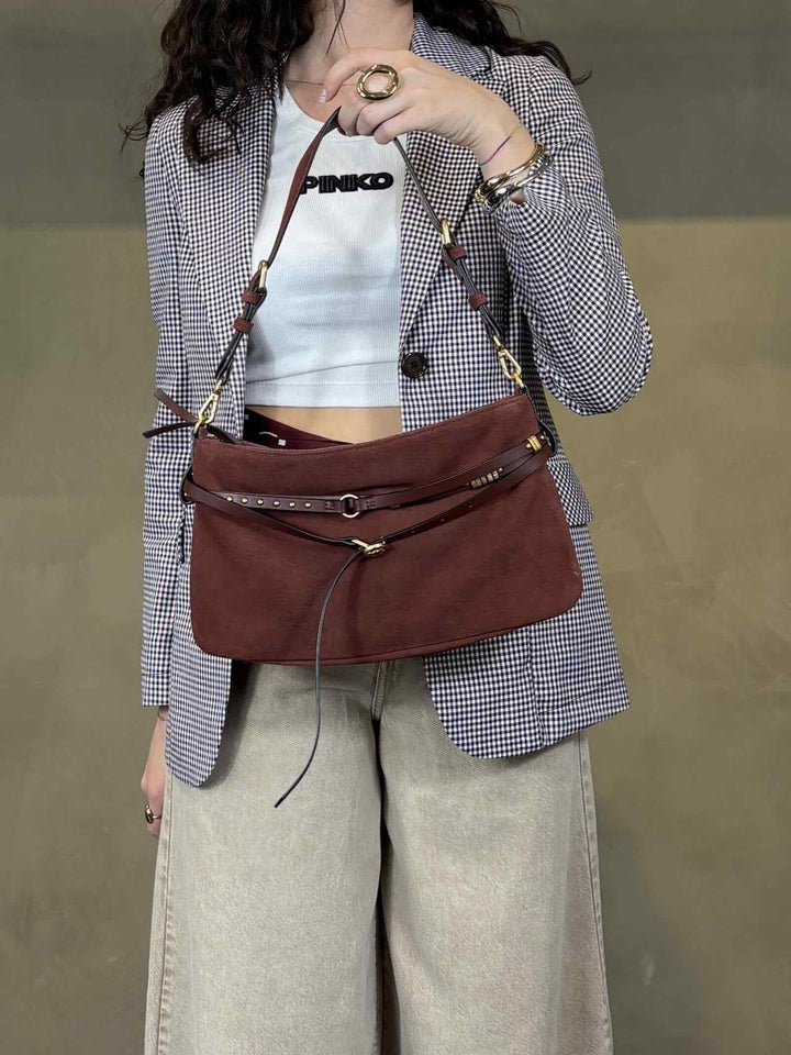 belt bag classic in suede burgundy BELT BAG CLASSIC SUEDER49Q PINKO