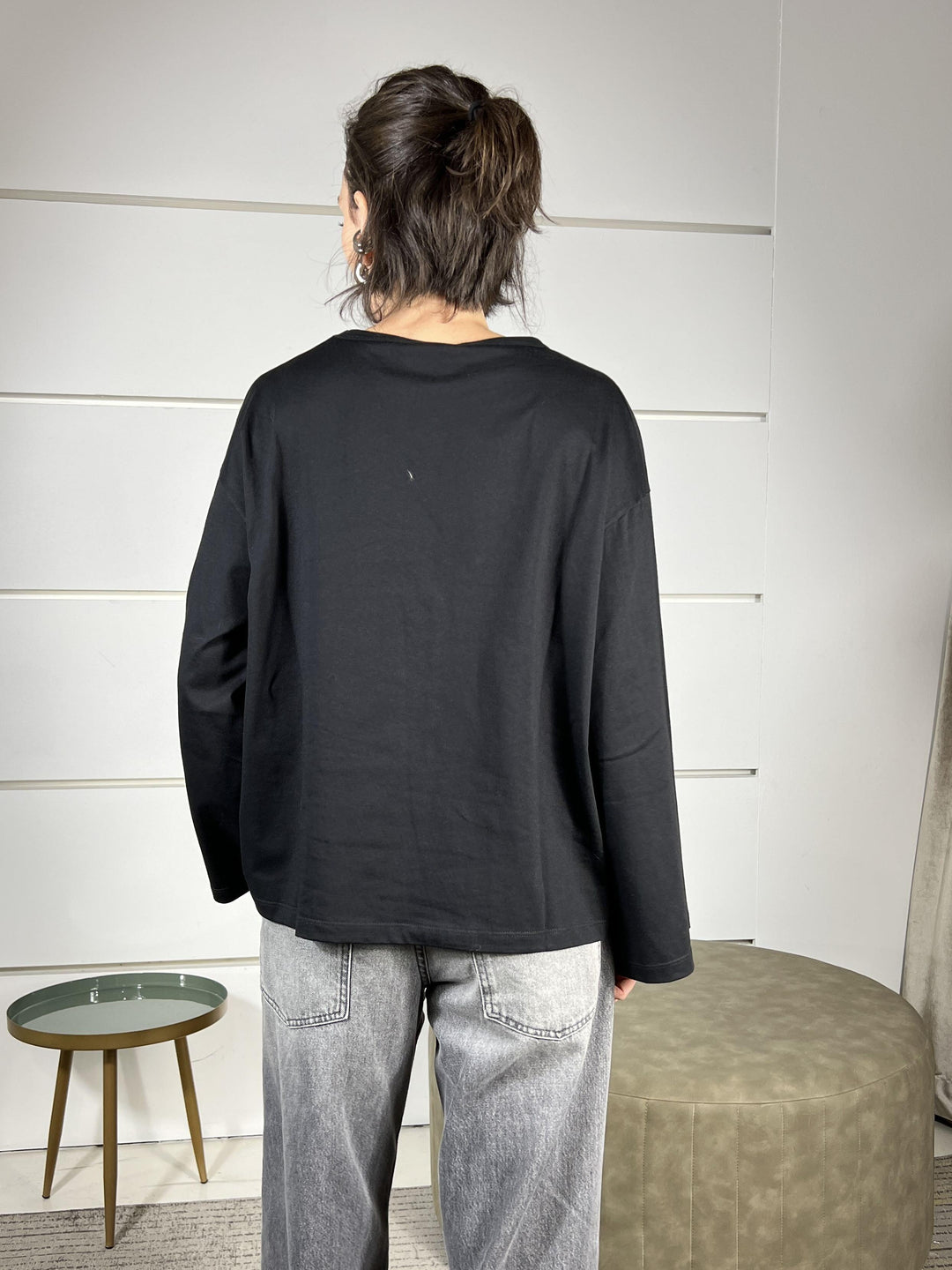 t-shirt girocollo con manica lunga ampia nera UF0169NERO VICOLO