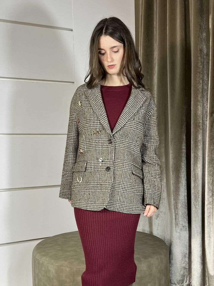 giacca con spille quadri over 26B1370QUADRO TENSIONE IN