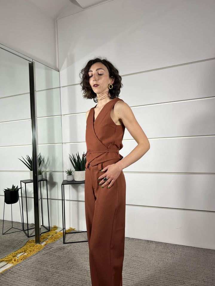 gilet con lacci rust GIA26SE1377RUST TWO WAY