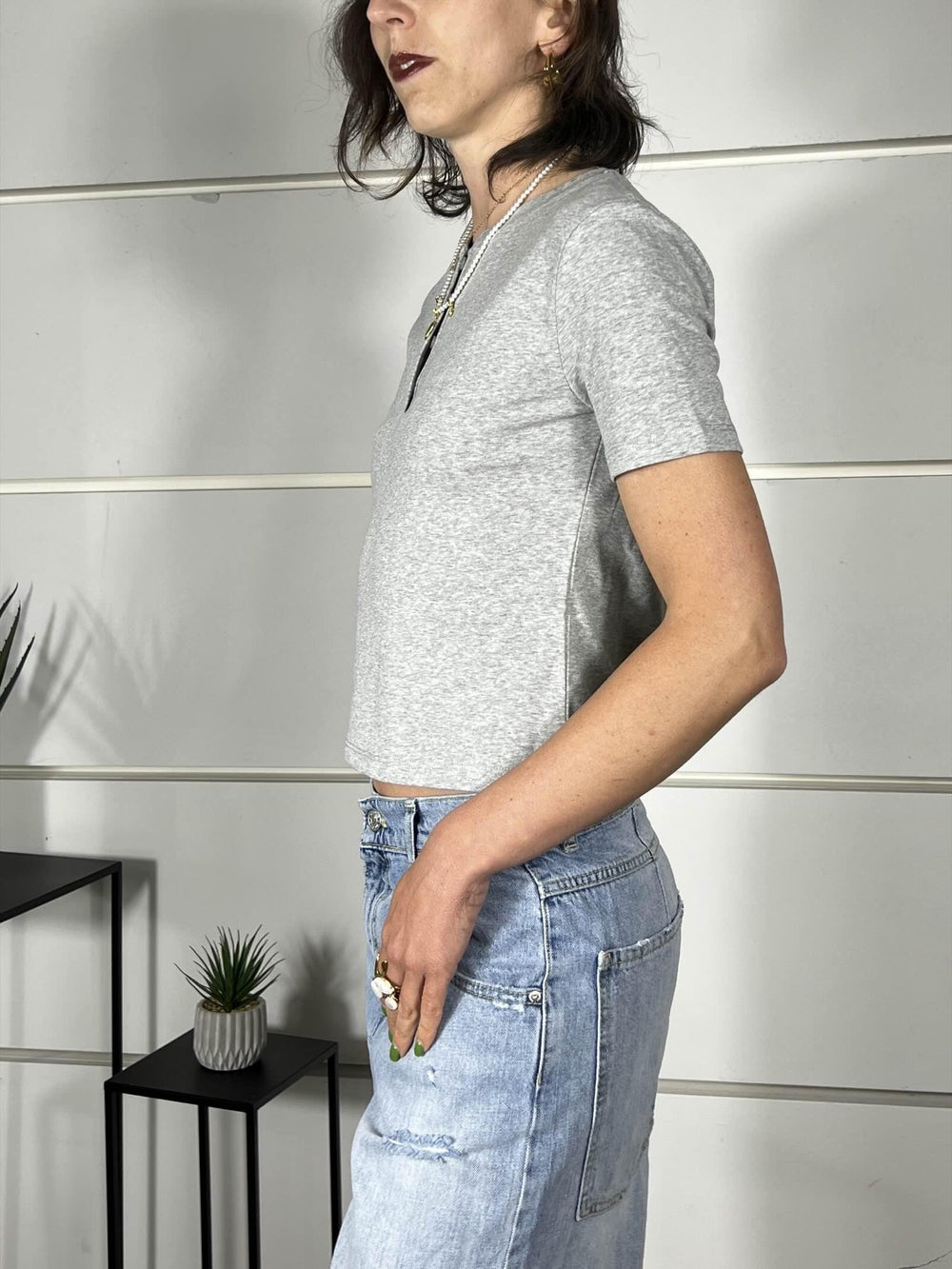 t-shirt mgrigia refaino manica corta LC260262GRIGIO LUMINA