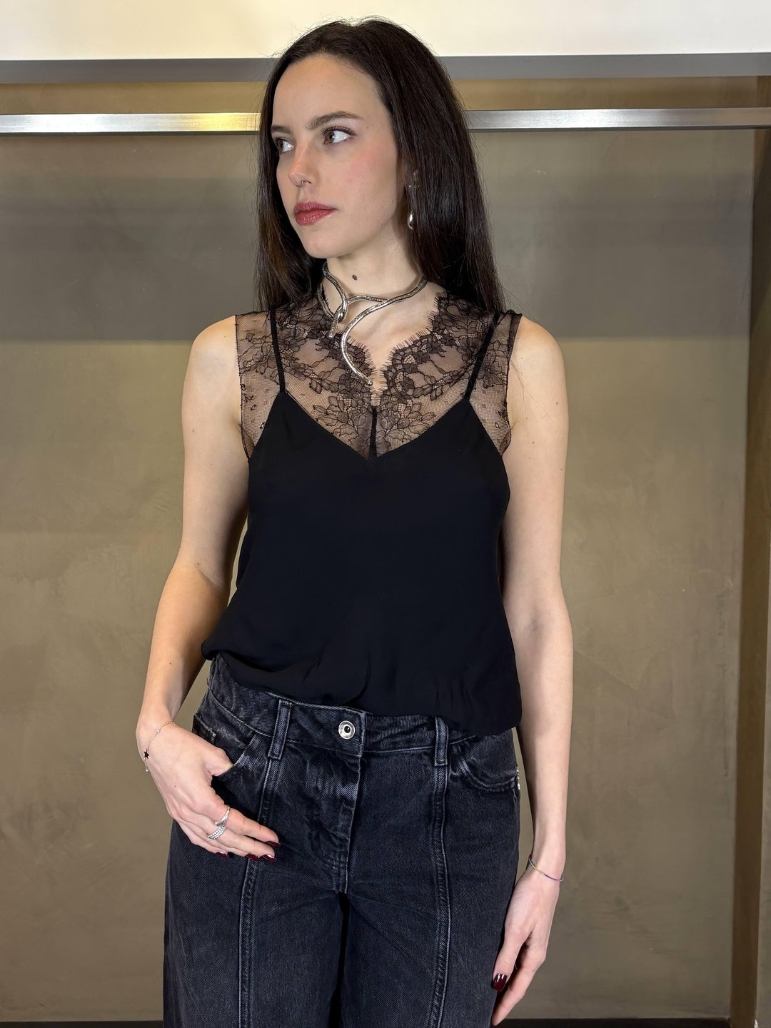 top nero con pizzo 8C0865A692K103 PATRIZIA PEPE PREVIEW