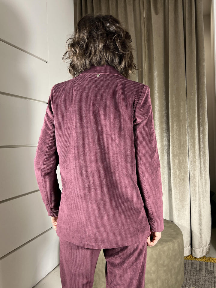 giacca doppiopetto con spille in velluto a coste vino A01N1061VINO PHILIA LOFT