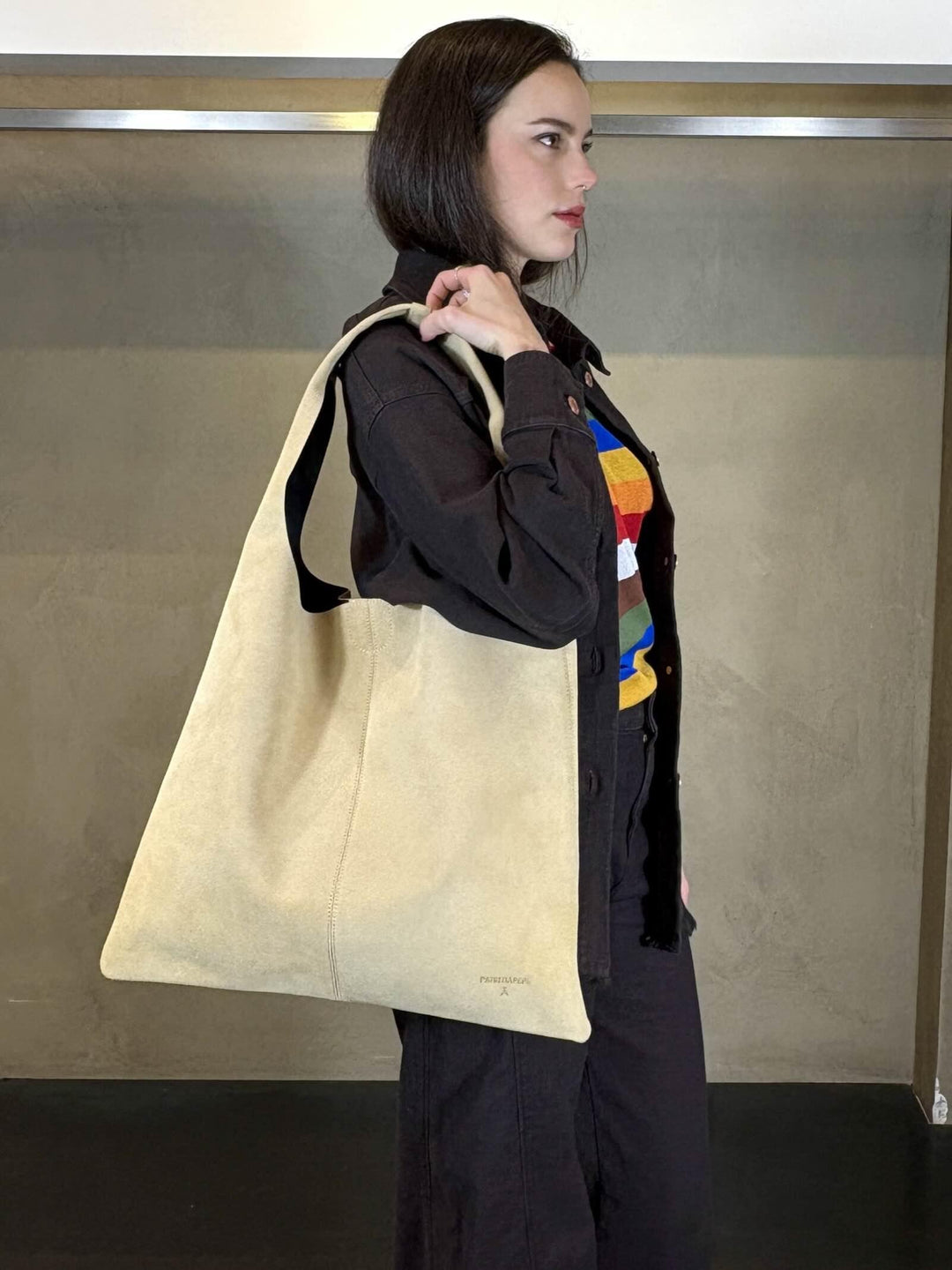 borsa a sacca in suede beige 8B0321L153B880 PATRIZIA PEPE PREVIEW