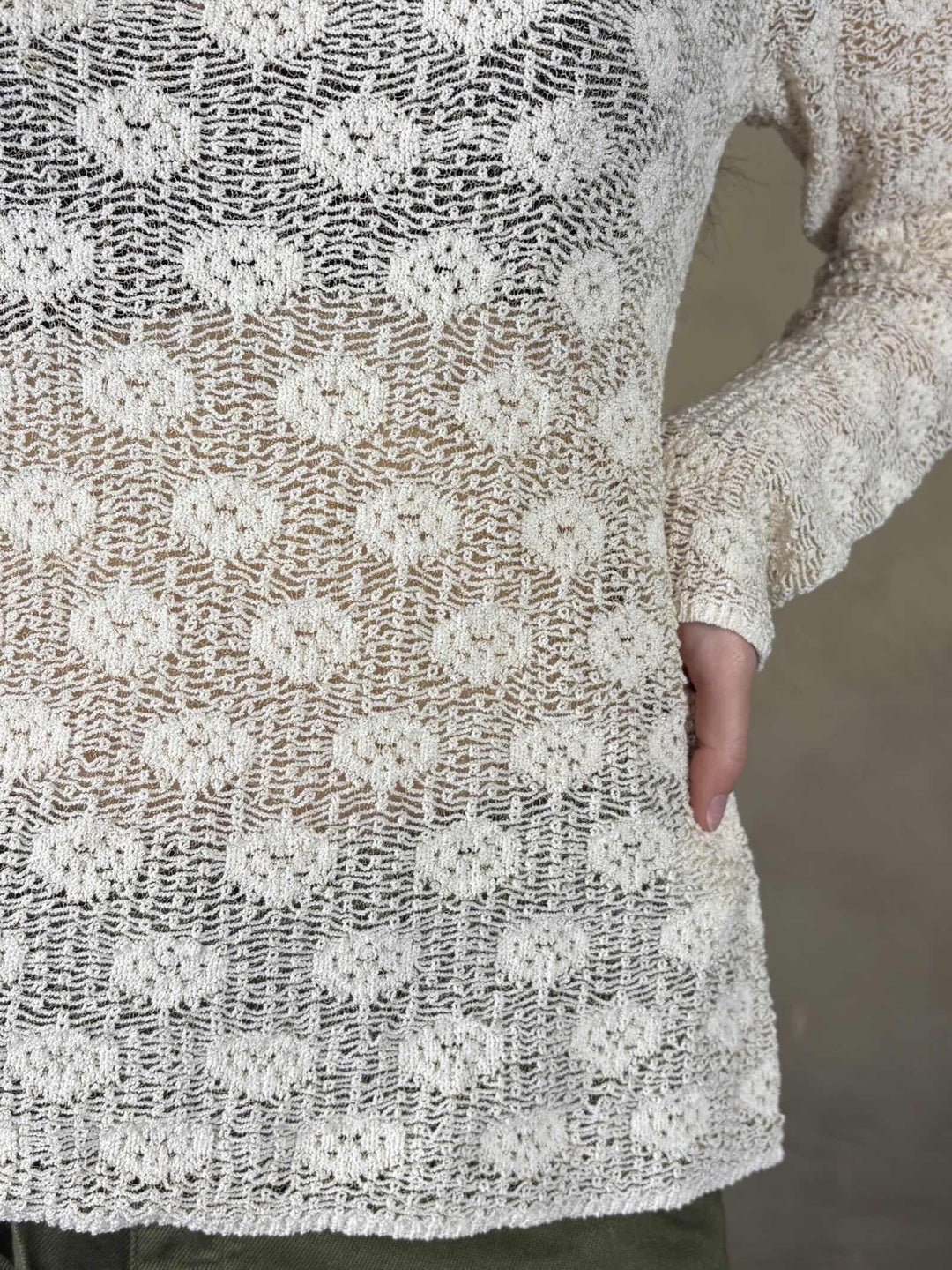 Maglia traforata avorio con disegno M507CTMA148 MANILA GRACE