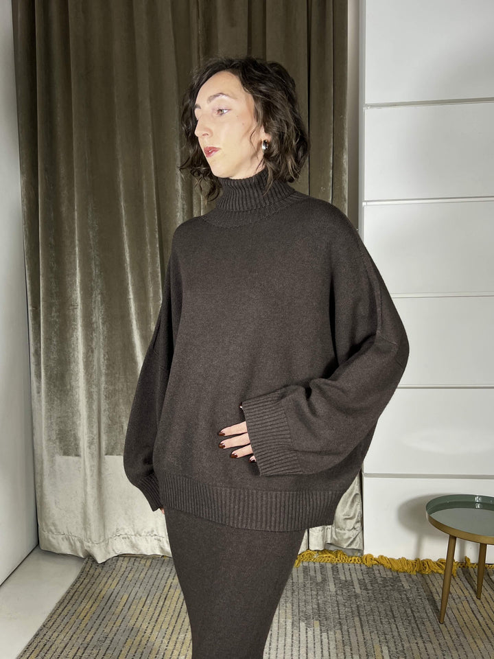 maglione collo alto con coste moro M30258911880 IMPERIAL