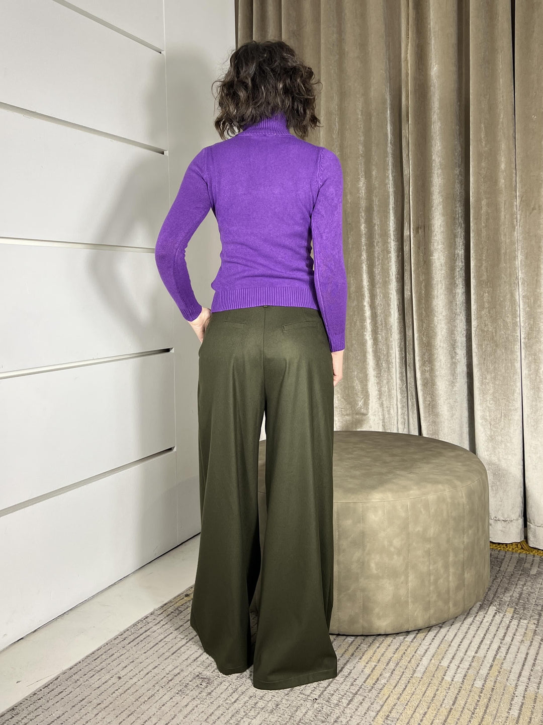 pantalone palazzo in calda viscosa vede militare T2020V280VERDE MILITARE SUSY MIX