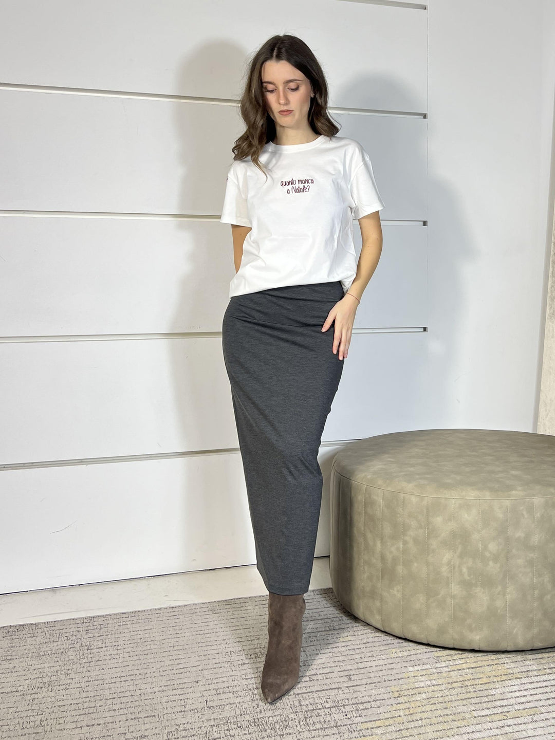 gonna punto milano con spacco dietro grigia 26G1204GRIGIO TENSIONE IN