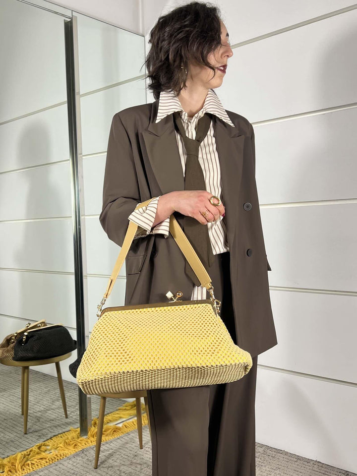 borsa clutch a rete gialla KSD52088YELLOW FEMME CAFE SELECTION