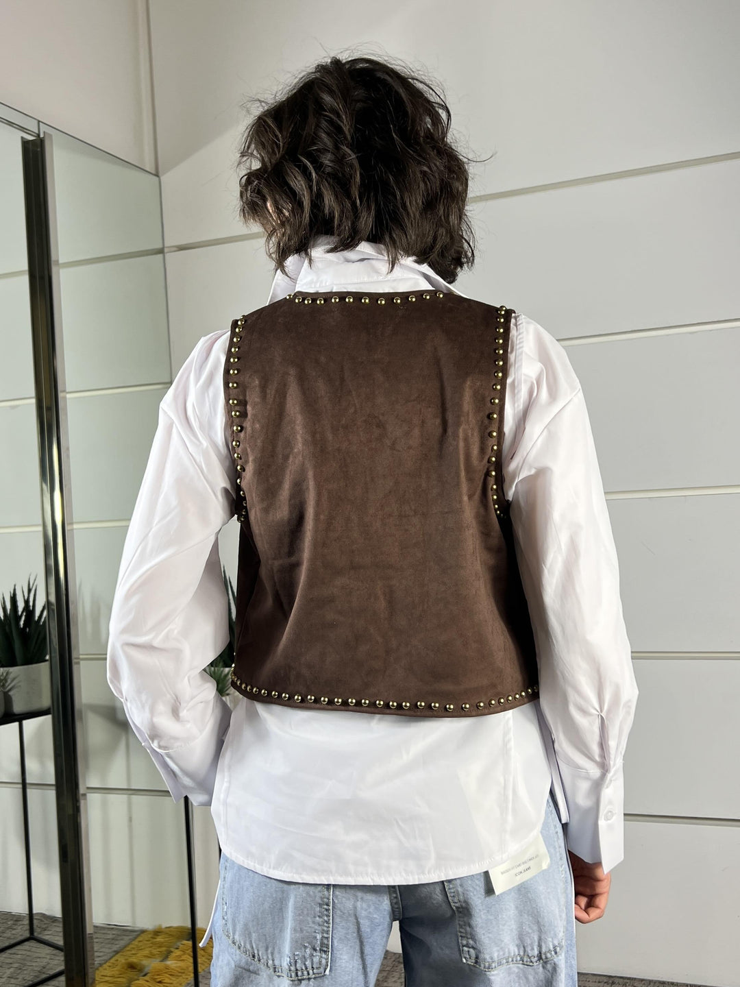 gilet con borchie moro LSS-Q024COFFEE HAVE ONE
