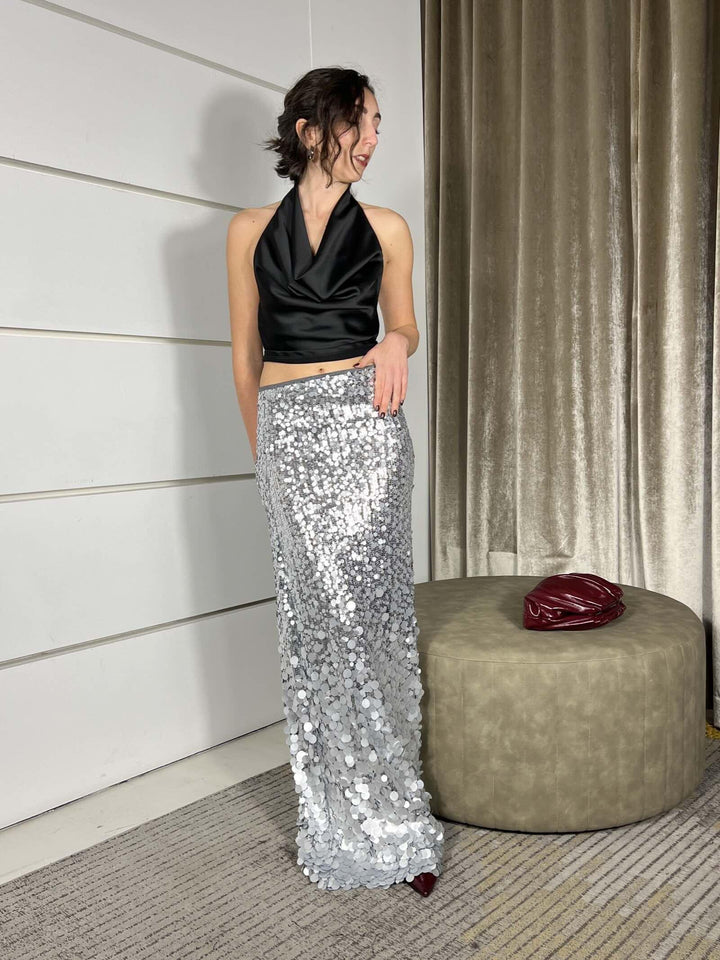 top satin scollo a gronda e pizzo nero RVS-P050NERO HAVE ONE