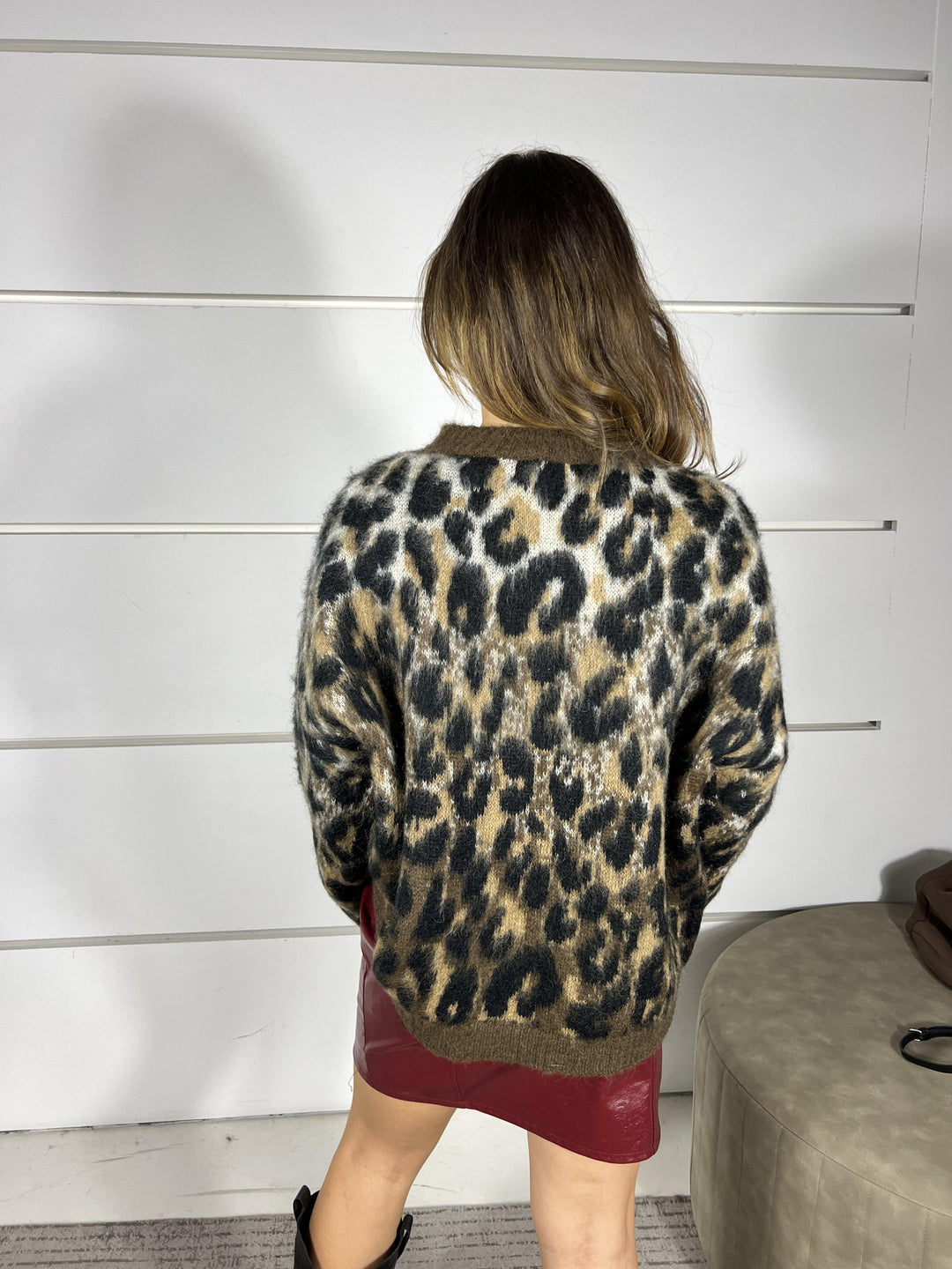 maglione maculato girocollo in misto mohair cioccolato D80996CIOCCOLATO TENSIONE IN