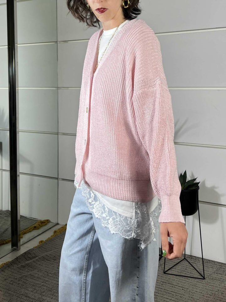 cardigan over costa inglese rosa 21660ROSA SUSY MIX