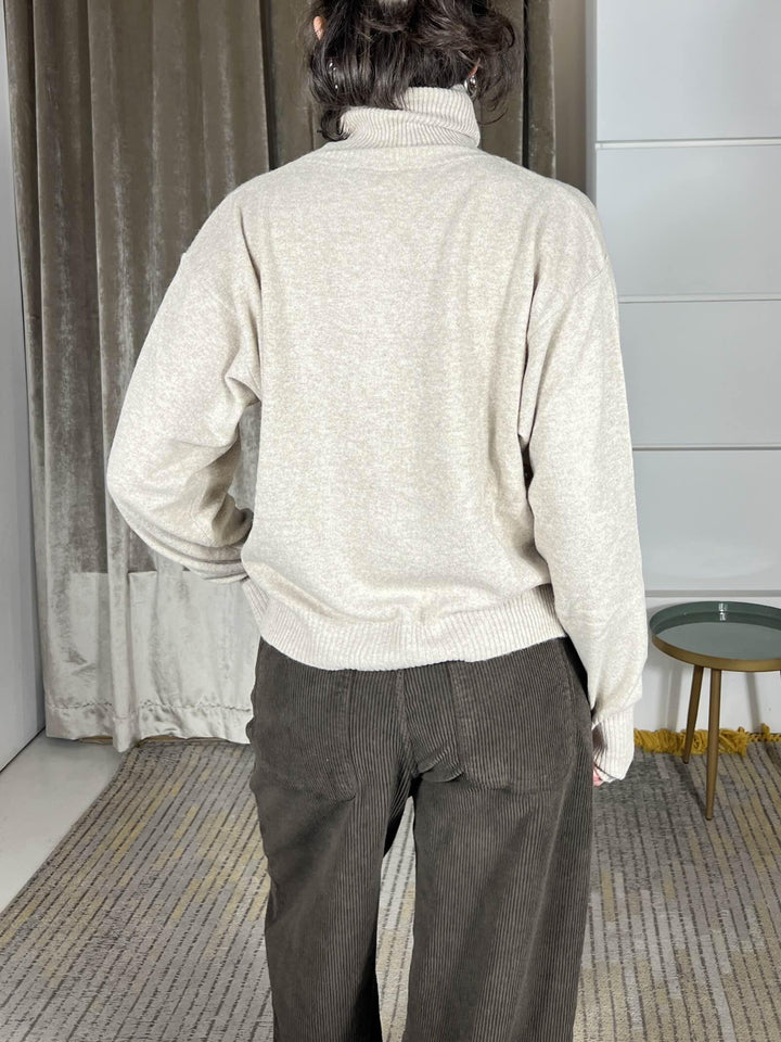 dolcevita con manicotto sabbia 22108FSABBIA VICOLO