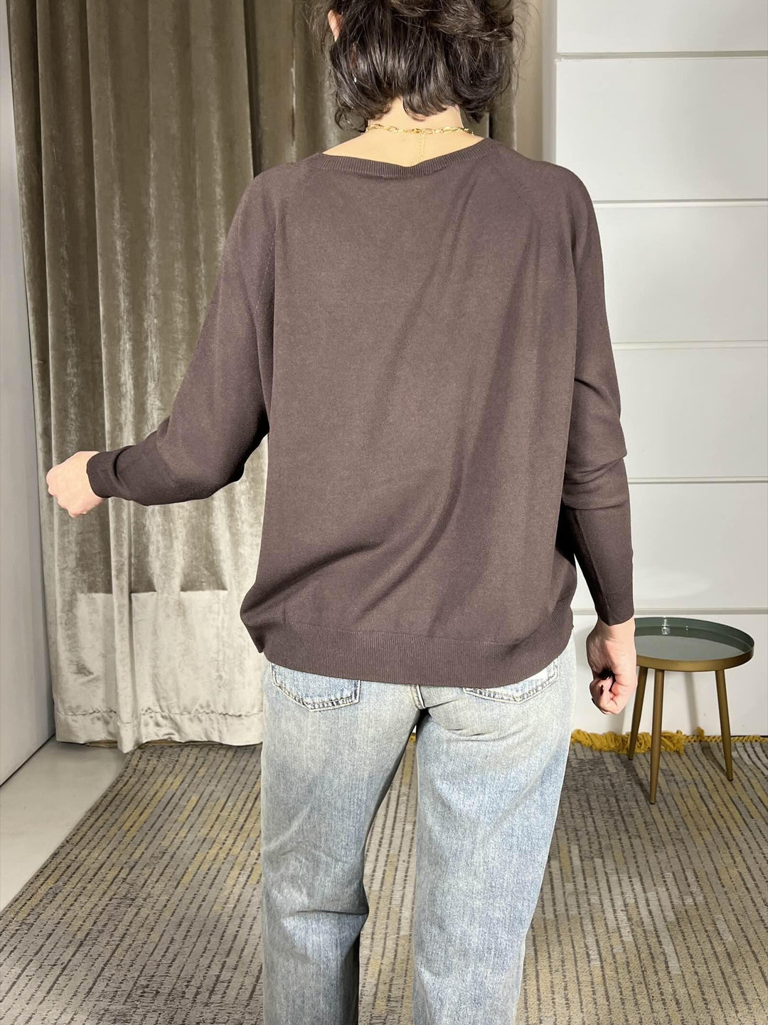 maglia in viscosa over scollo a barchetta moro 22027FMORO VICOLO