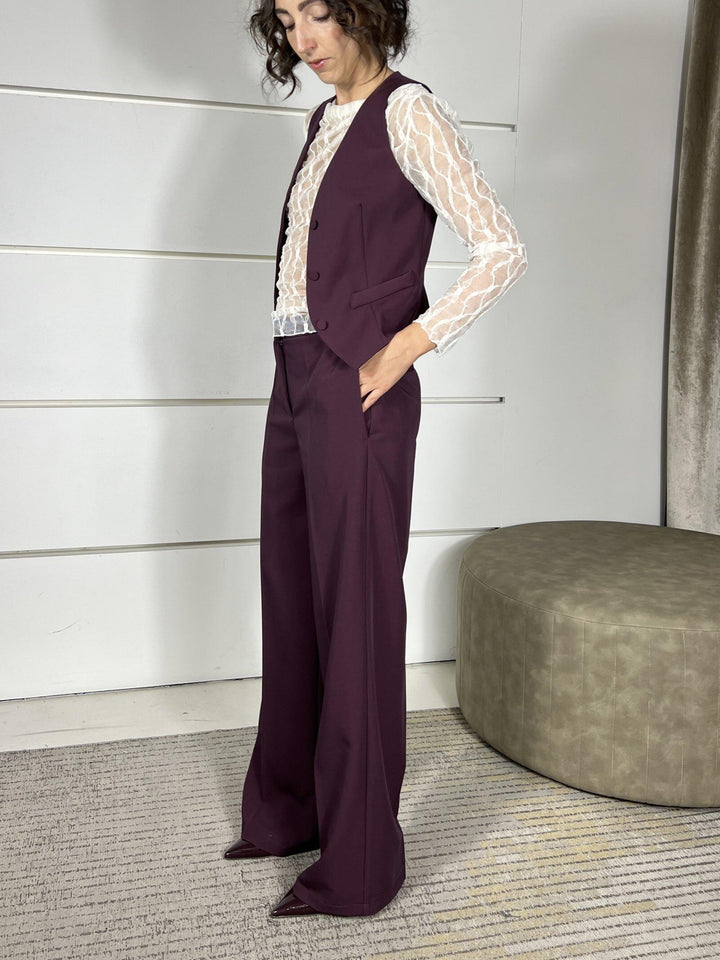 pantalone bordeaux a palazzo TF0371BORDEAUX VICOLO