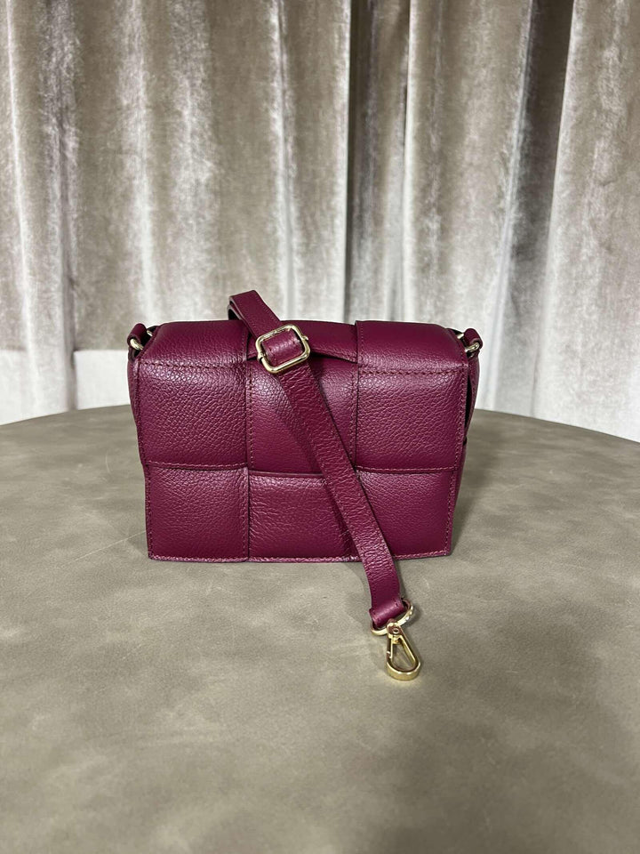 BORSA VINO A INTRECCIO IN PELLE CON TRACOLLA 264130VINO FEMME CAFE SELECTION