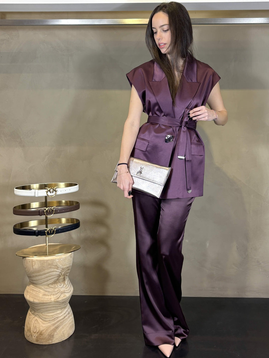 gilet satin bordeaux vino MELANZANAR57 PINKO