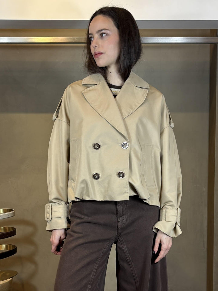 trench corto doppiopetto beige effetto bomber TRISCIAD41 PINKO
