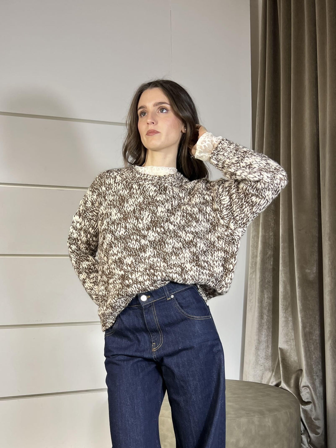 maglione girocollo moro e burro 33060FMORO/BURRO VICOLO