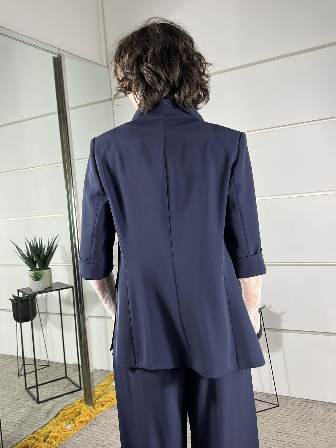 giacca fluida manica corta con spacchi laterali blu JAP1LHX1650 IMPERIAL