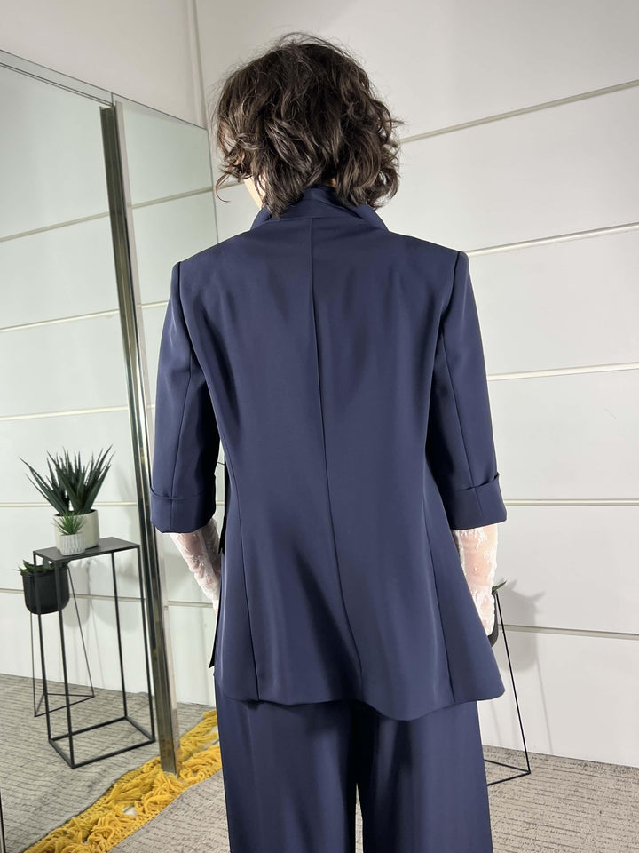 giacca fluida manica corta con spacchi laterali blu JAP1LHX1650 IMPERIAL