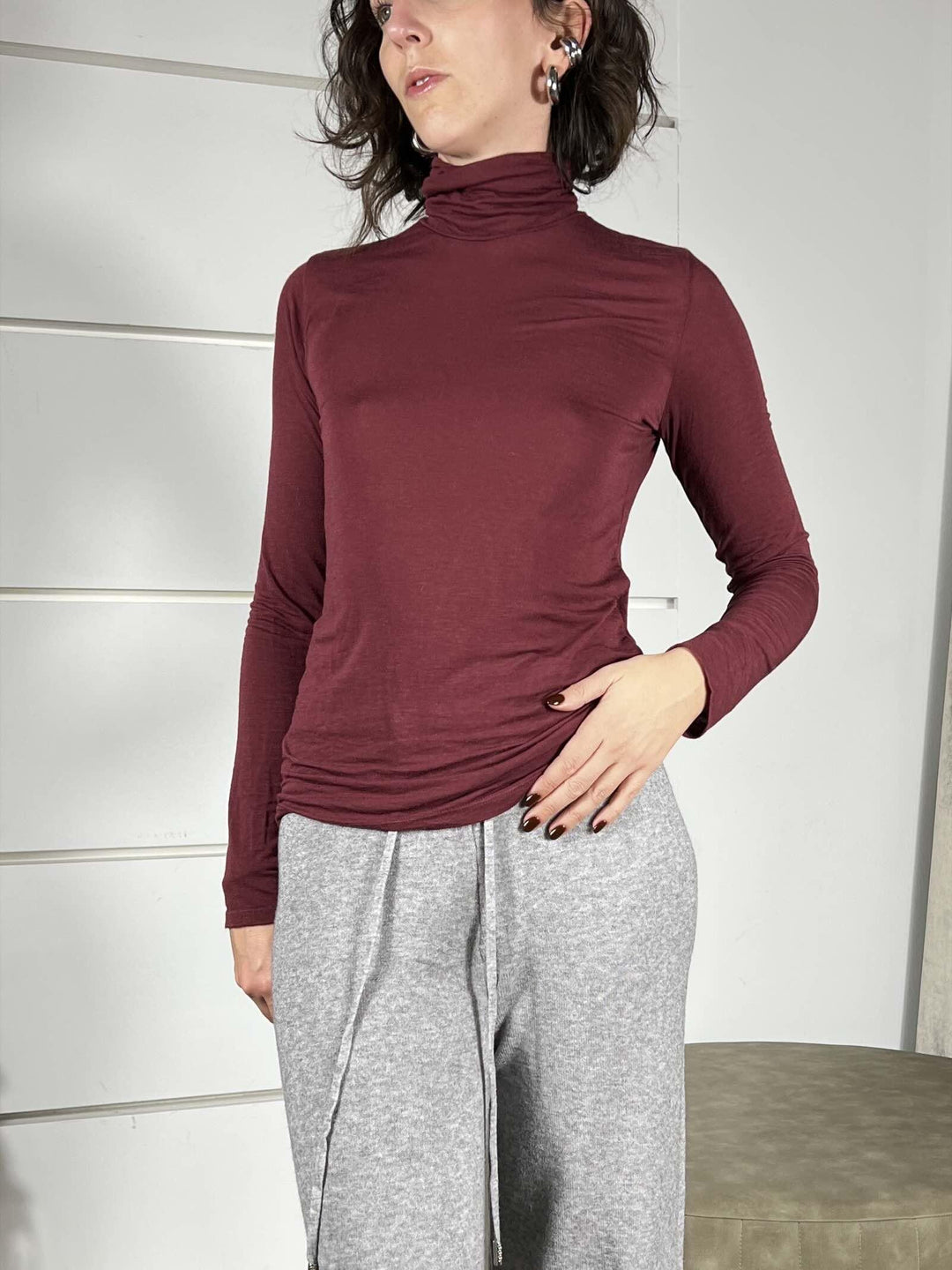 maglia dolcevita in cashmere bordeaux MJS-P181BORDEAUX HAVE ONE