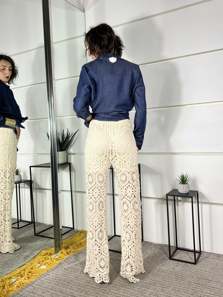 pantalone crochet burro ZS28051BURRO SPICY CAFE