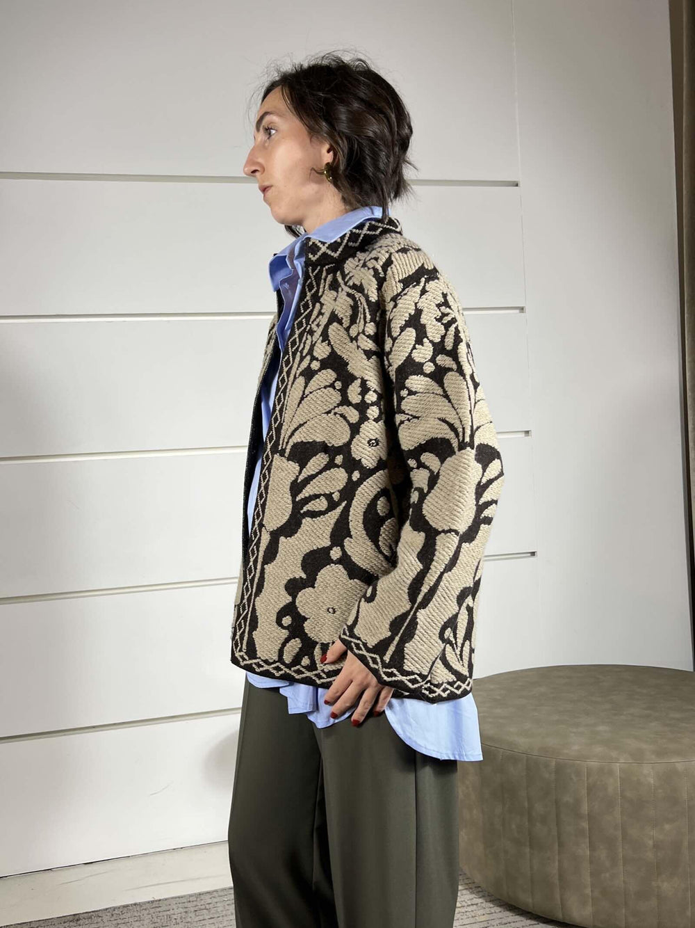giacca tramata arabesque taupe in misto lana W5HMG62A400TAUPE TENSIONE IN