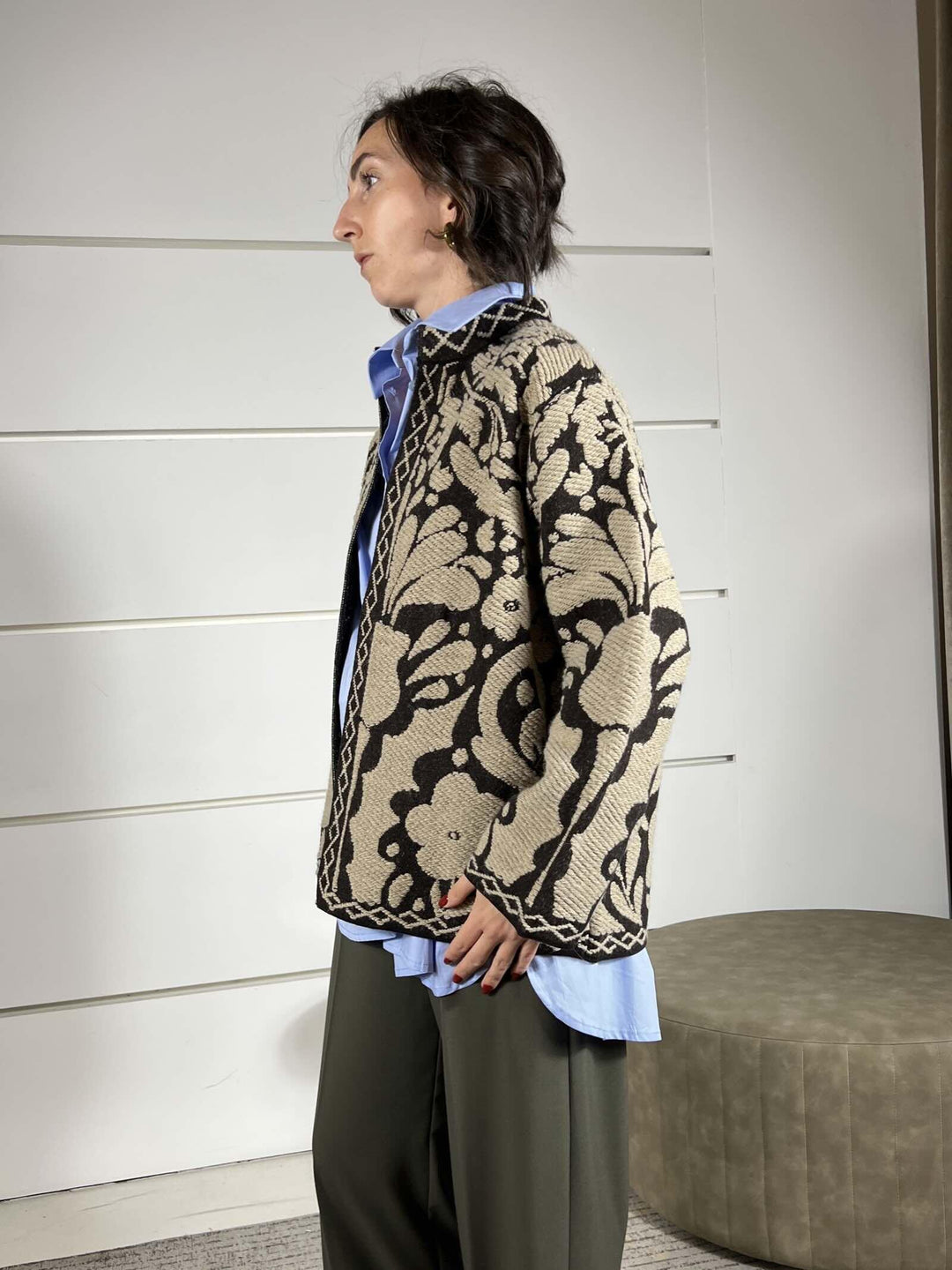 giacca tramata arabesque taupe in misto lana W5HMG62A400TAUPE TENSIONE IN