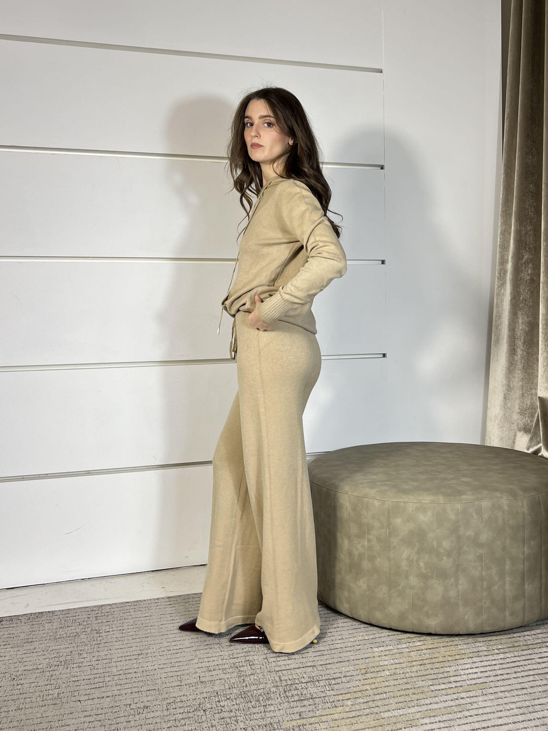 completo felpa con cappuccio e pantalone a palazzo fango LN871225FANGO SUSY MIX