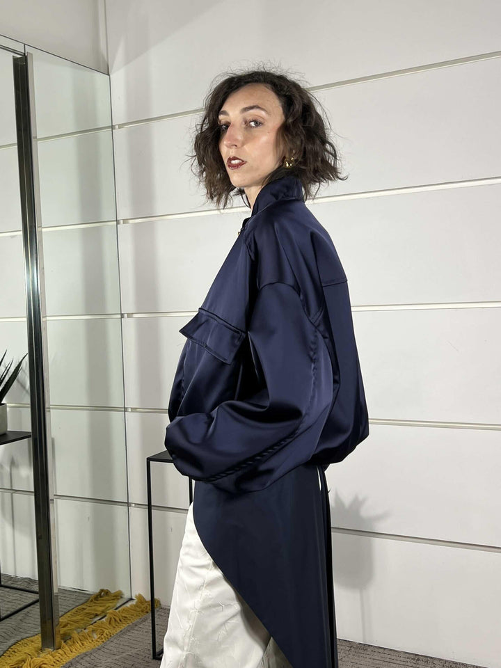 bomber con tasca satin blu TAB0623BLU VICOLO